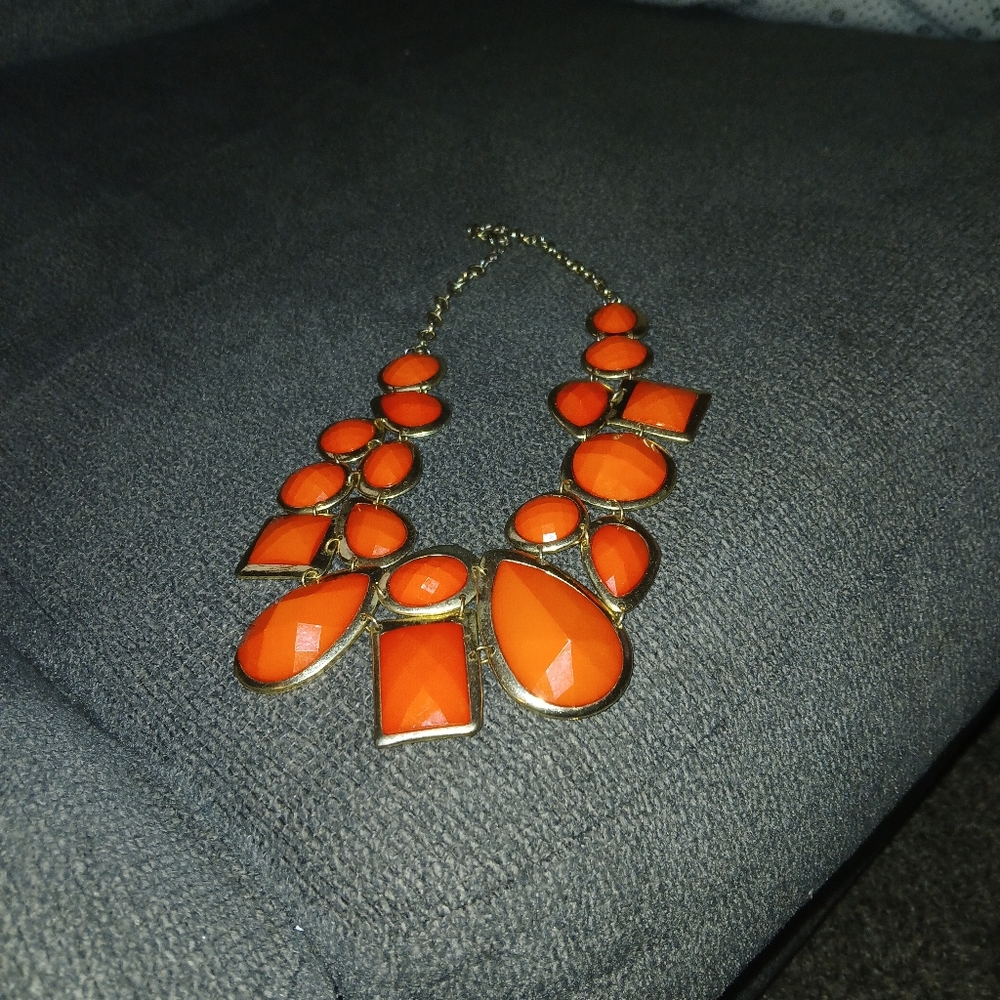 Bold Orange Statement Necklace - image 1